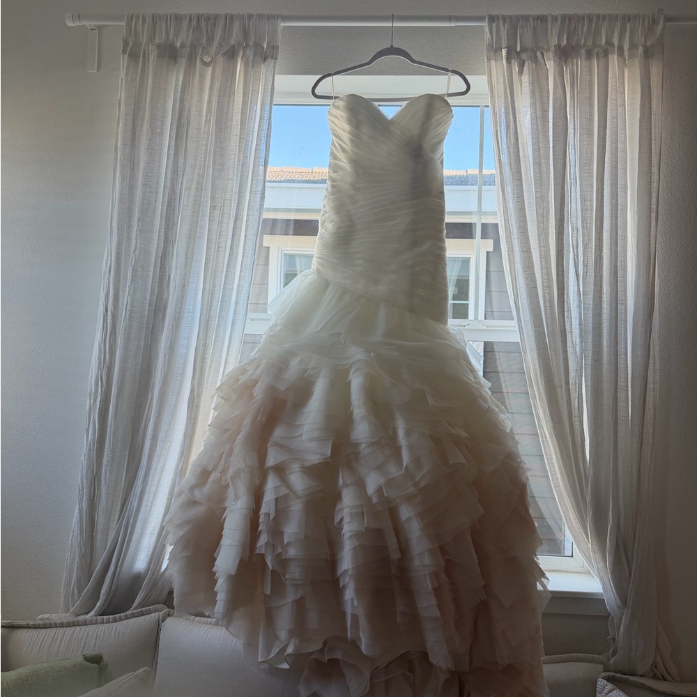 Strapless Ruffled Ball Gown Wedding Dress in Ivory
